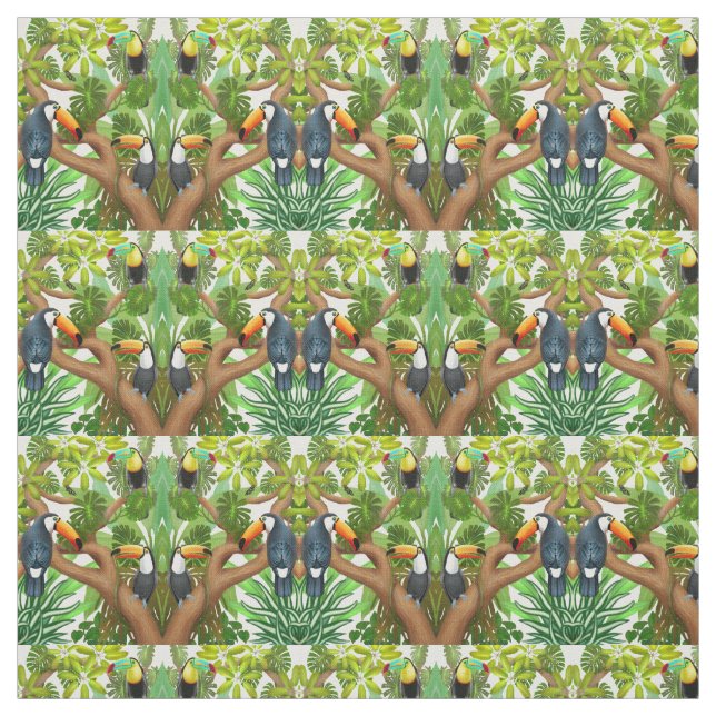 Tropical Toucan Birds Fabric (Swatch)