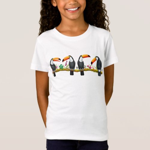 Tropical Toucan Birds Kids Jersey Knit T_Shirt