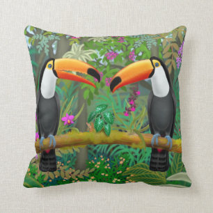 Tropical Toucan Birds Throw Pillow