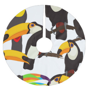 Tropical Toucan Birds Vintage Pattern Brushed Polyester Tree Skirt