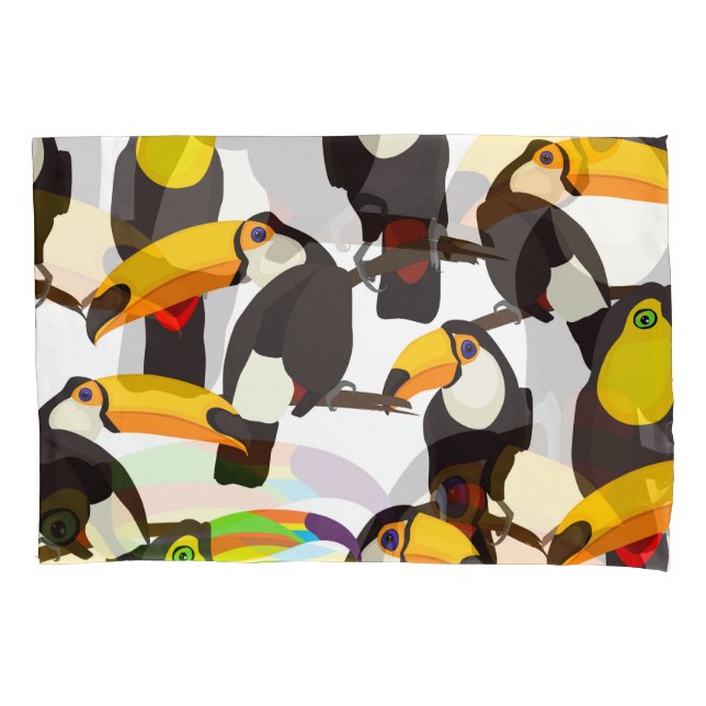 Tropical Toucan Birds Vintage Pattern Pillow Case (Front)