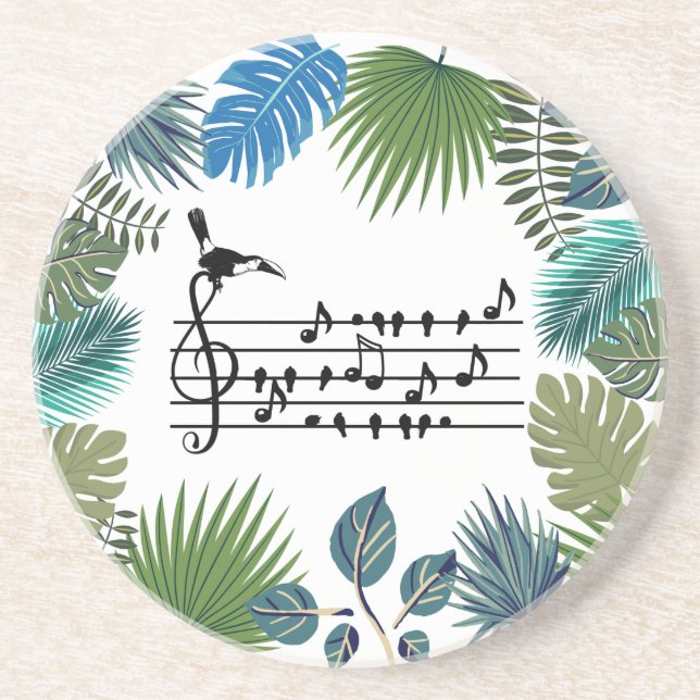 Tropical Toucan Birdsong Personalized Coaster (Front)