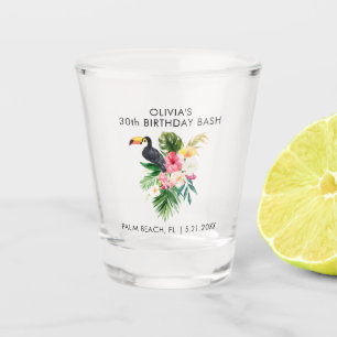 Tropical Toucan Birthday Party Favor Personalized Shot Glass