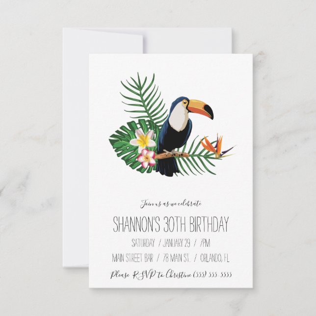 Tropical Toucan Birthday Party Invitation (Front)