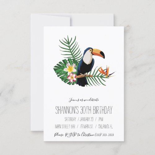 Tropical Toucan Birthday Party Invitation