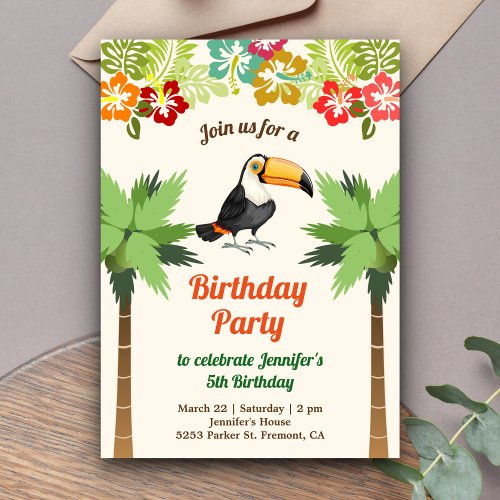 Tropical Toucan Birthday Party Invitation
