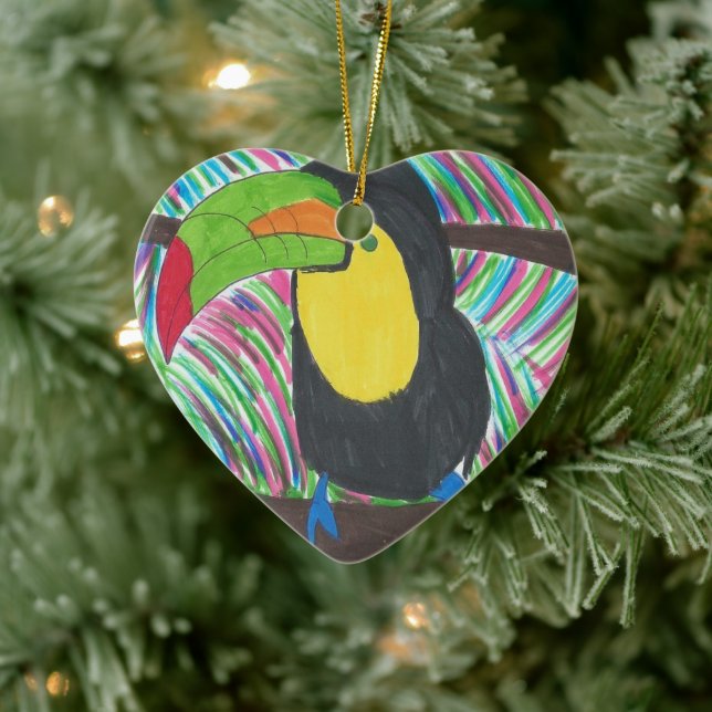 Tropical Toucan Ceramic Ornament (Tree)