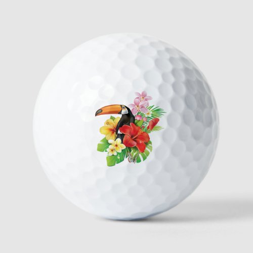 Tropical Toucan Collage Golf Balls