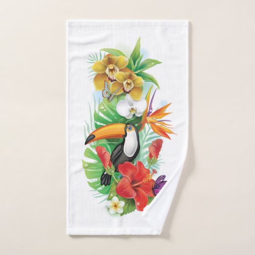 Tropical Toucan Collage Hand Towel