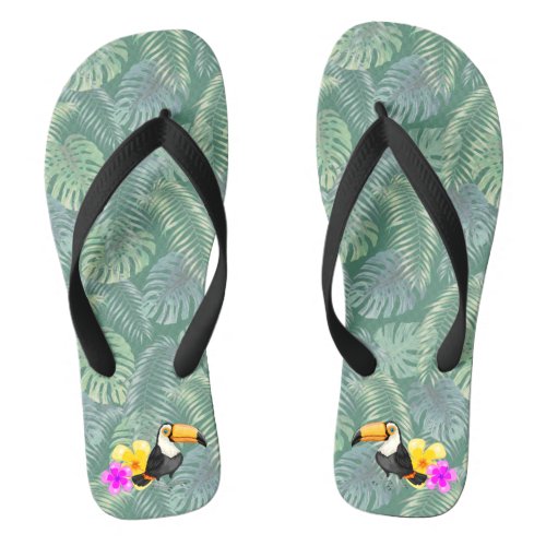 Tropical Toucan Design Flip Flops