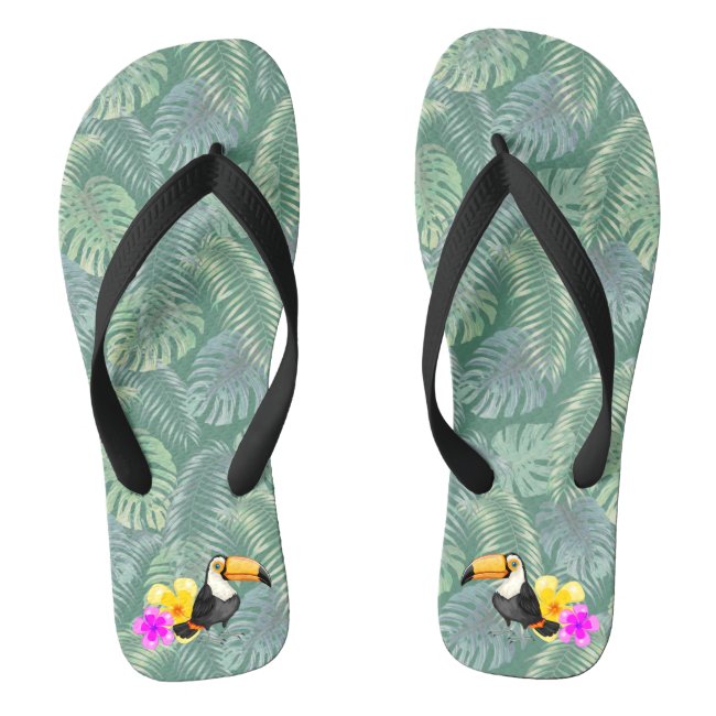 Tropical Toucan Design Flip Flops