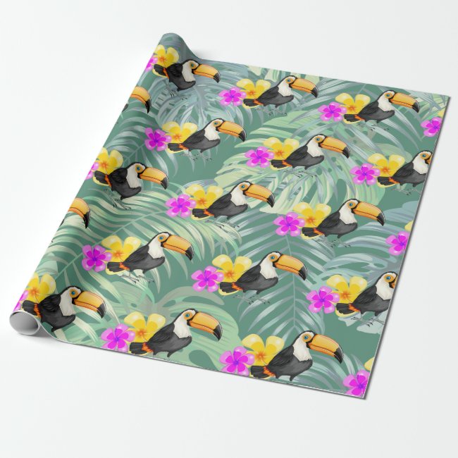 Tropical Toucan Design Wrapping Paper Roll