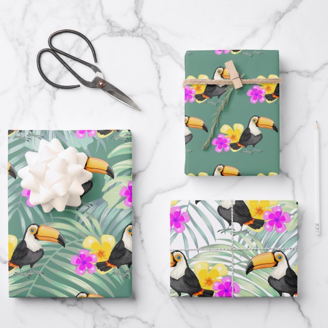 Tropical Toucan Design Wrapping Paper Sets