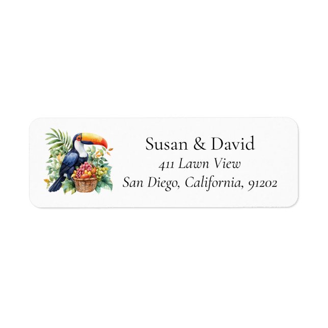 Tropical Toucan Exotic Bird  Label (Front)