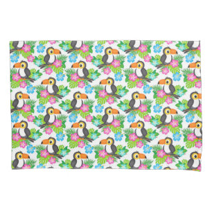 Tropical Toucan Floral Colorful Summer Pattern Pillow Case