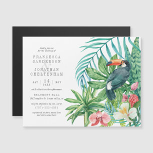 Tropical Toucan & Flowers Elegant Summer Wedding Magnetic Invitation