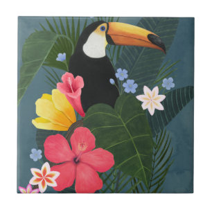 Tropical Toucan in the Wilderness Ceramic Tile