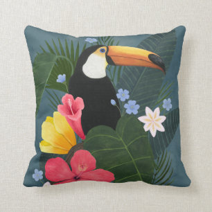 Tropical Toucan in the Wilderness Throw Pillow