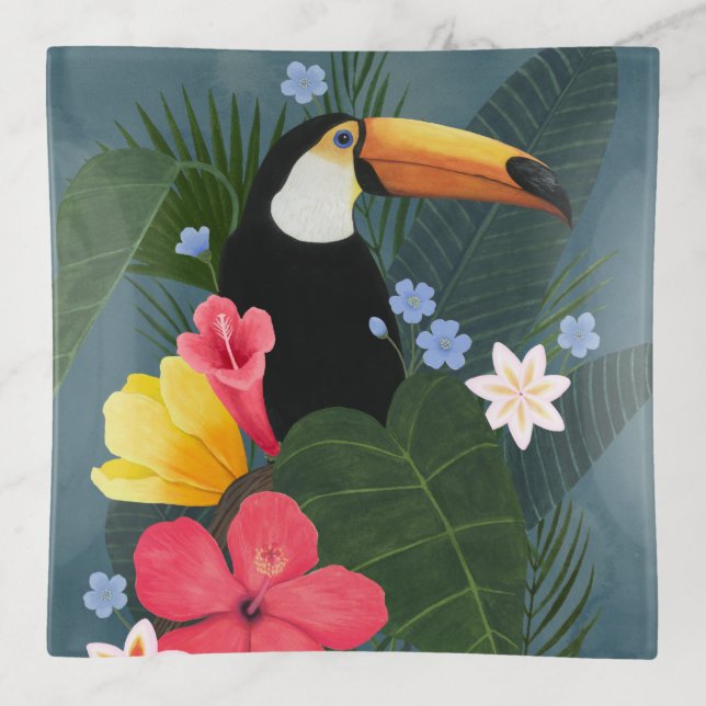 Tropical Toucan in the Wilderness Trinket Tray (Front)