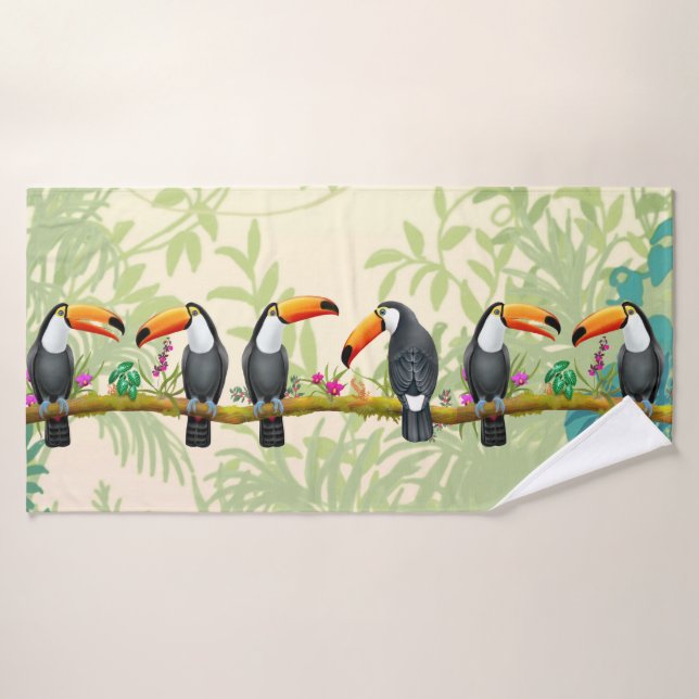 Tropical Toucan Jungle Bath Towel (Bath Towel)