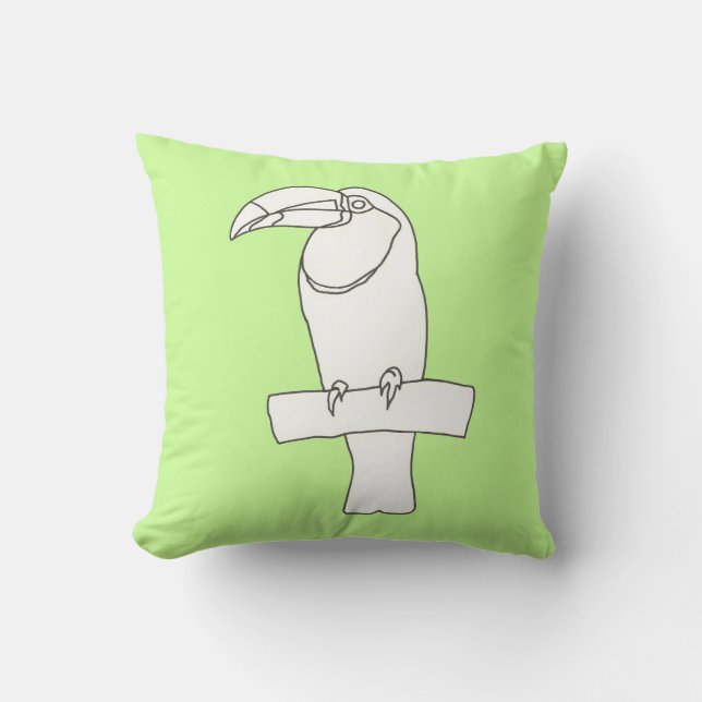 Tropical Toucan Outline Drawing Pillow (Front)