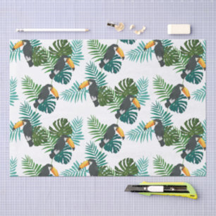 Tropical Toucan & Palm Leaves Pattern Tissue Paper