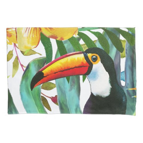 Tropical Toucan Paradise Palm Colorful Modern Pillow Case