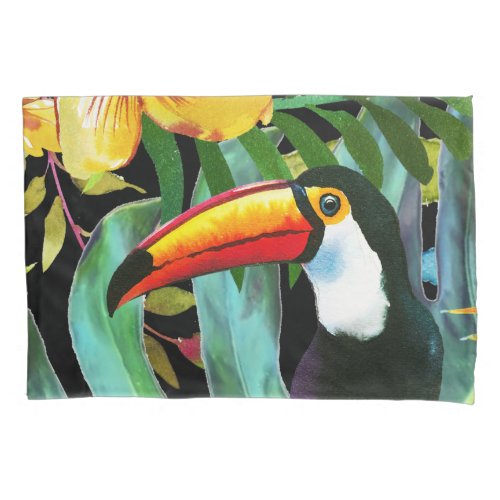 Tropical Toucan Paradise Palm Colorful Modern Pillow Case