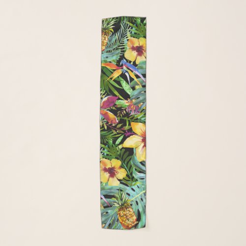 Tropical Toucan Paradise Palm Pineapple Modern Scarf