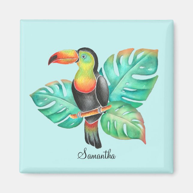 Tropical Toucan Parrot Personalized Magnet (Front)