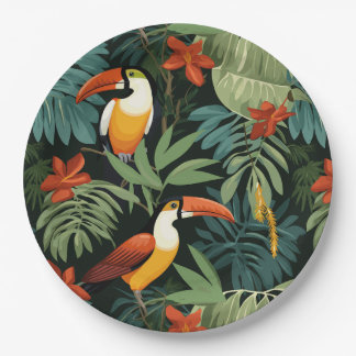 Tropical Toucan Pattern Paper Plates