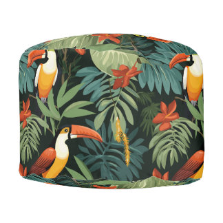 Tropical Toucan Pattern Pouf