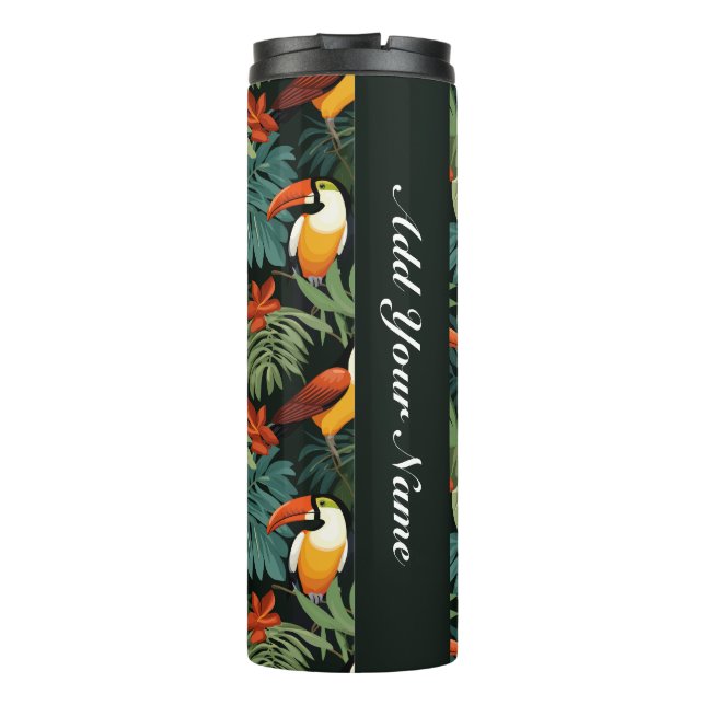Tropical Toucan Pattern Thermal Tumbler (Back)