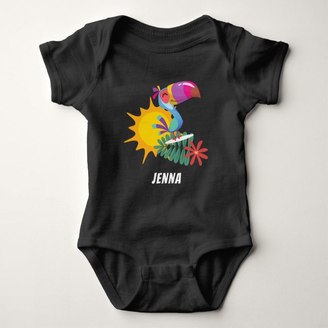 Tropical Toucan Personalized Baby Bodysuit (Front)