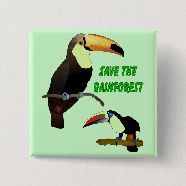 Tropical Toucan Pinback Button (Front)