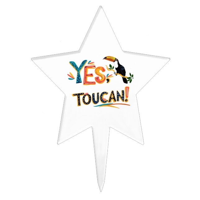 Tropical Toucan - Playful Jungle Cake Topper (Front)