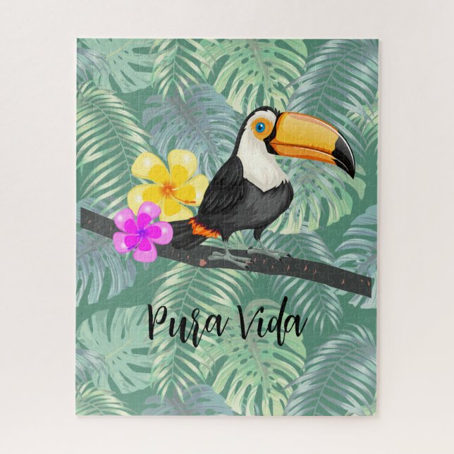 Tropical Toucan Pura Vida Design Jigsaw Puzzle (Vertical)