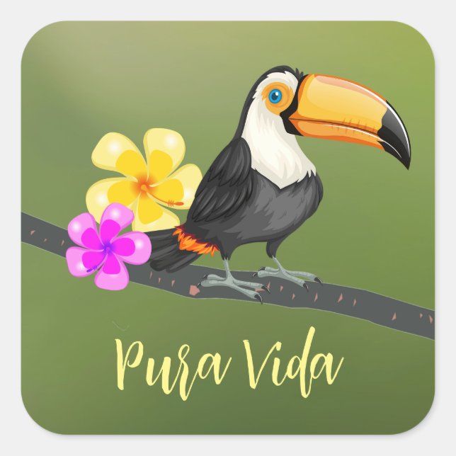 Tropical Toucan Pura Vida Design Sticker (Front)