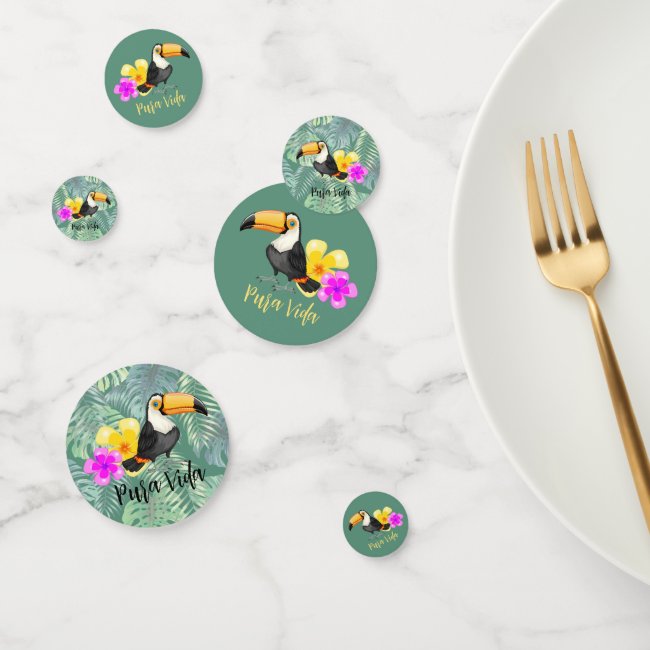 Tropical Toucan Pura Vida Design Table Confetti