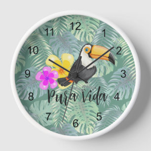 Tropical Toucan Pura Vida Design Wall Clock