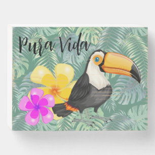 Tropical Toucan Pura Vida Design  Wooden Box Sign