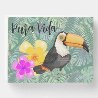 Tropical Toucan Pura Vida Design  Wooden Box Sign