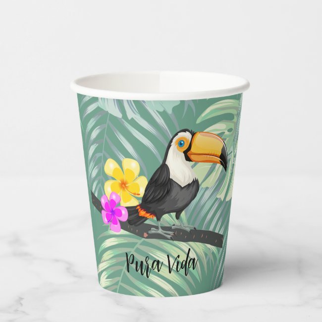 Tropical Toucan Pura Vida Paper Cup