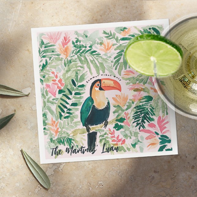 Tropical Toucan Summer Luau Beach Party Napkins (Creator Uploaded)
