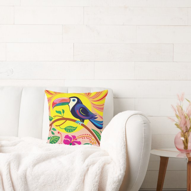 Tropical Toucan Throw Pillow (Couch)