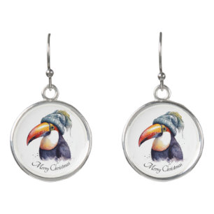 Tropical Toucan Winter Vibes Christmas Style Earrings