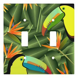 Tropical Toucans & Birds of Paradise Flowers Light Switch Cover