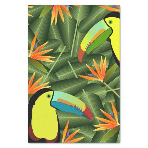 Tropical Toucans  Birds of Paradise Flowers Tissue Paper
