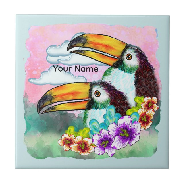 Tropical Toucans  Ceramic Tile (Front)