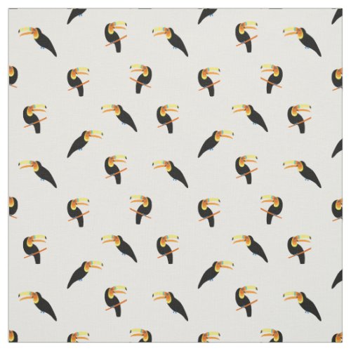 Tropical Toucans Exotic Birds Black White Pattern Fabric